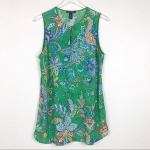 Lauren Ralph Lauren Green Floral Tunic Top
